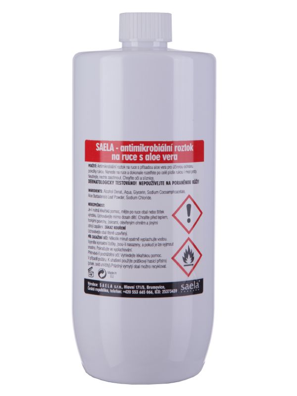 SAELA - antimikrobiální čistící roztok na ruce s aloe vera - 1000 ml náhradní obal SAELA s.r.o.